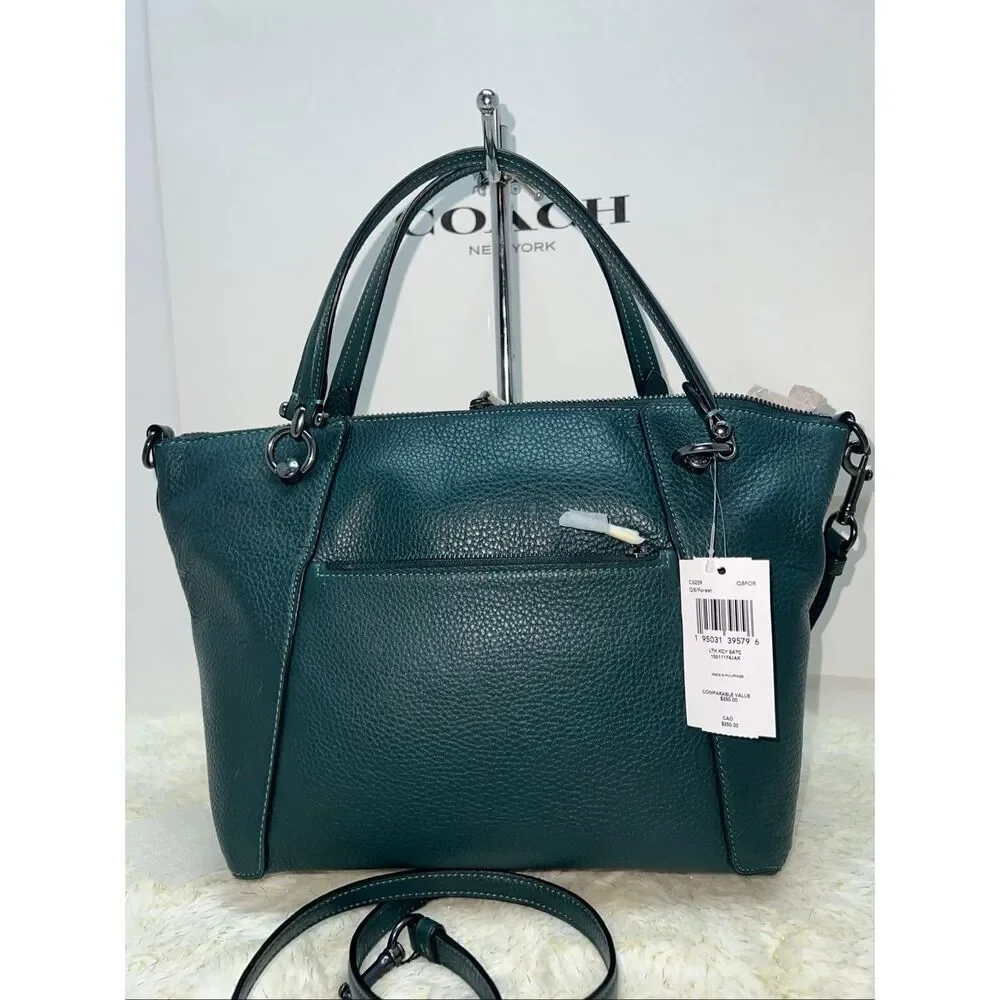 🔥🎁NWT! Coach KACEY Satchel Leather Handbag Forest C6229 Msrp:$350.00 - Picture 2 of 6